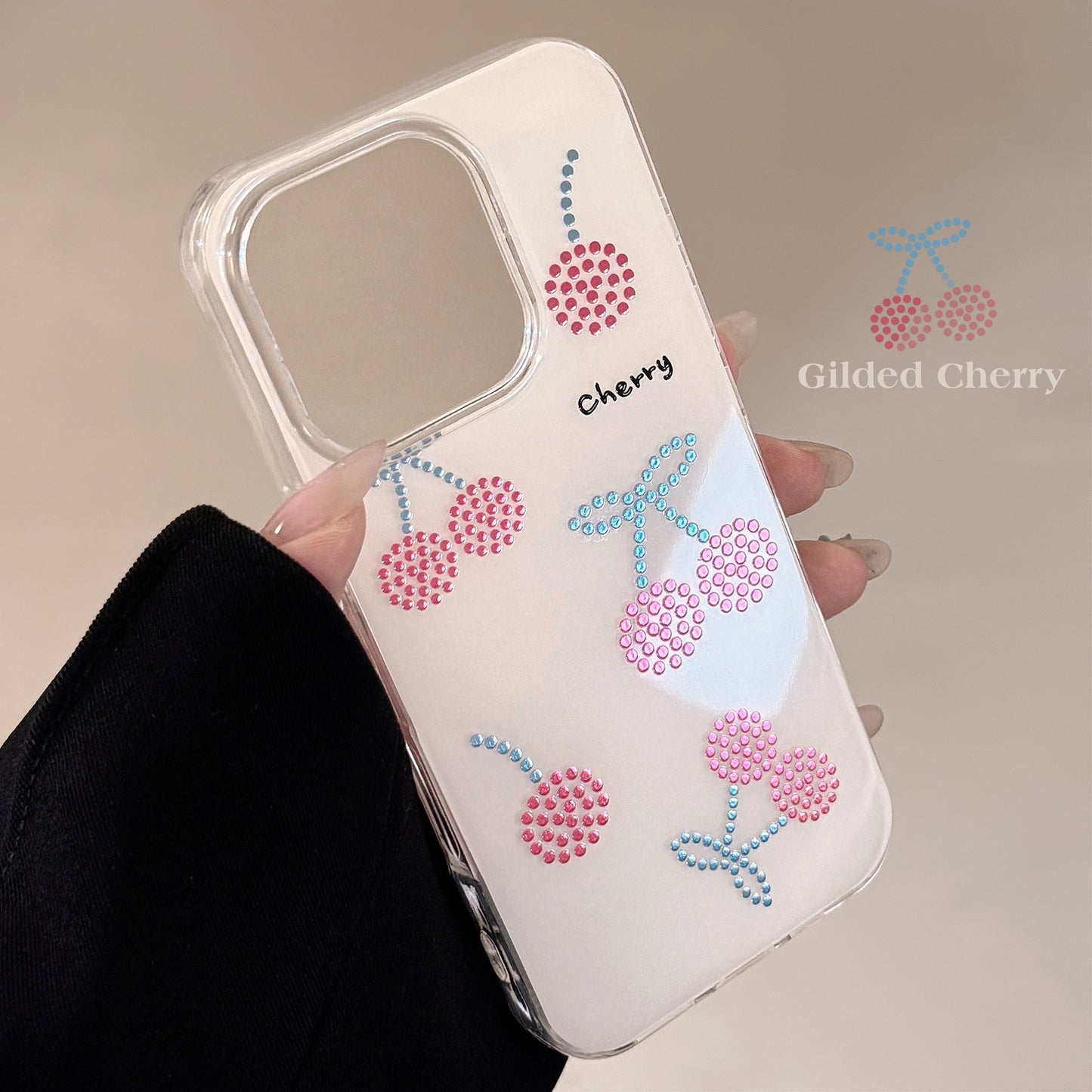 Funda de teléfono móvil Cherry Ruby dorada adecuada para iPhone 13, 14, 16, 17Promax, dura, de primera calidad, de 12ª generación de Apple