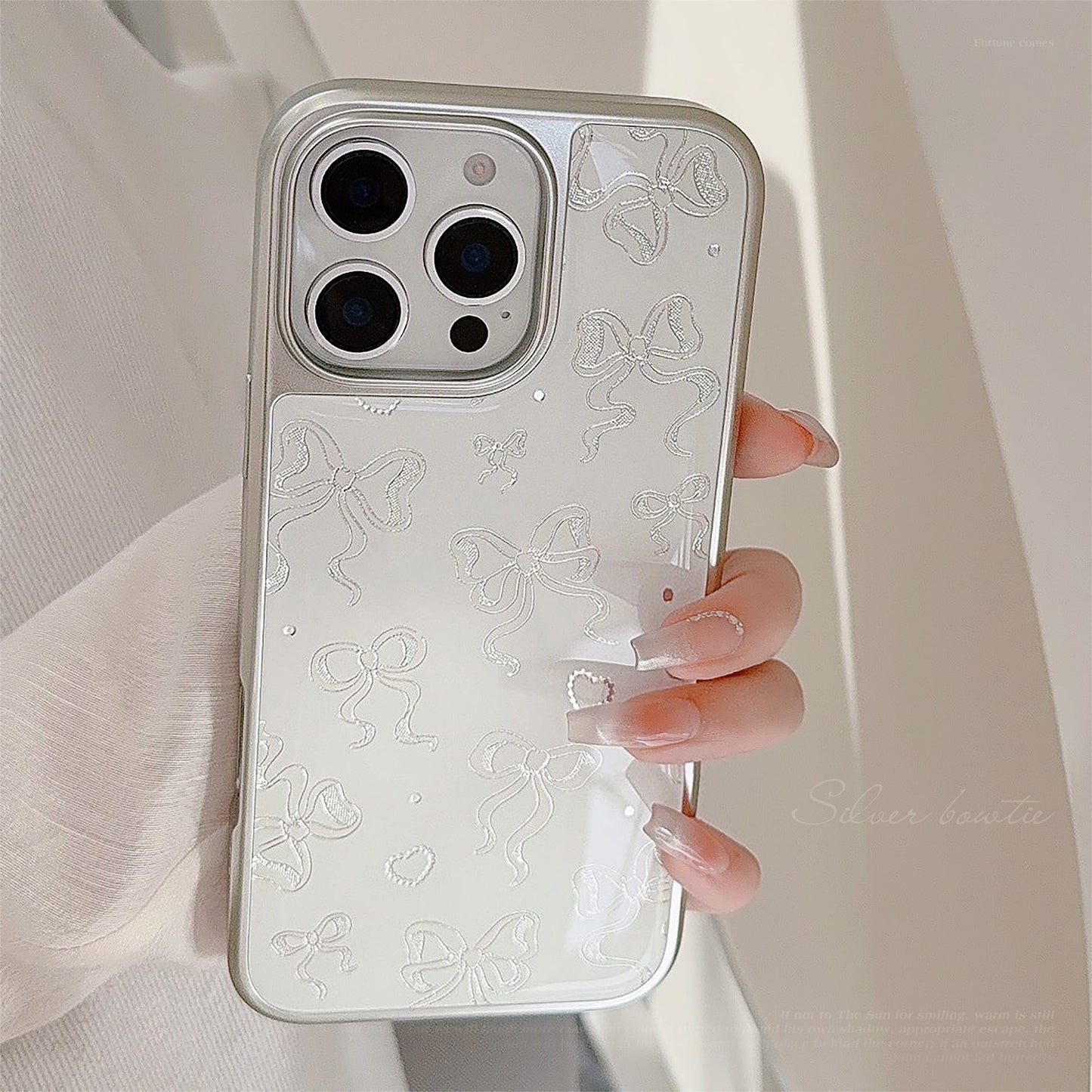 Funda de teléfono móvil Gilt Apple 16promax iphone15 lazo de perlas 13 galvanoplastia 17 para Huawei P70