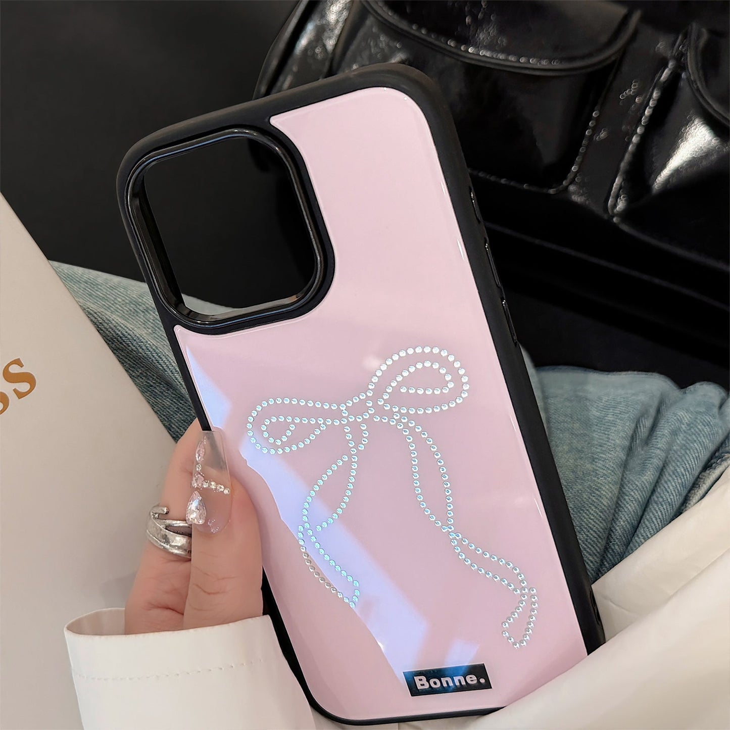 Funda para teléfono móvil iPhone 16 Apple 17 Pro Max con lazo, 13.ª generación, 14, 12, con diseño de viento dulce y fresco dorado