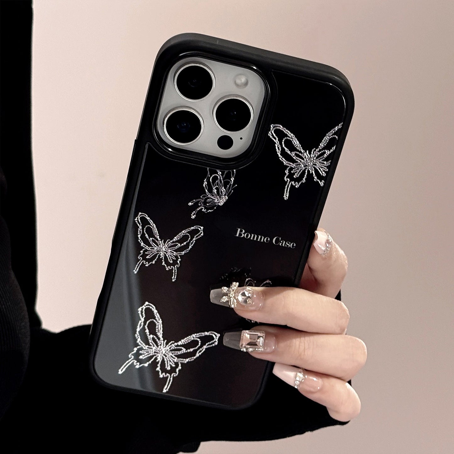 Funda de cristal rígida para iPhone 17 Apple 15 Pro Max, 13/14, 12, 16 Plus con mariposa dorada