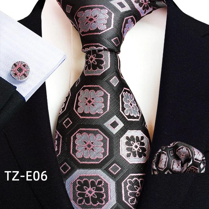 Men's Paisley Tie Square Scarf Pocket Square Cufflinks Three-piece Set