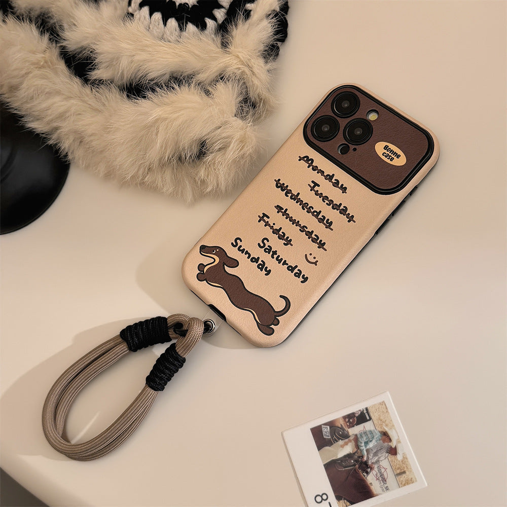 ins viento dachshund adecuado para iphone14 apple 15 funda para teléfono móvil 16pro max cortex 17 personalidad fresca y de moda 13