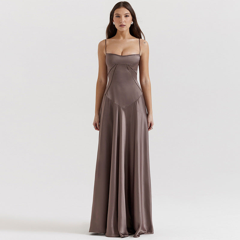 Women Wear Sexy Sling Dress Slim Fit Backless Maxi Dress Women Evening Dress