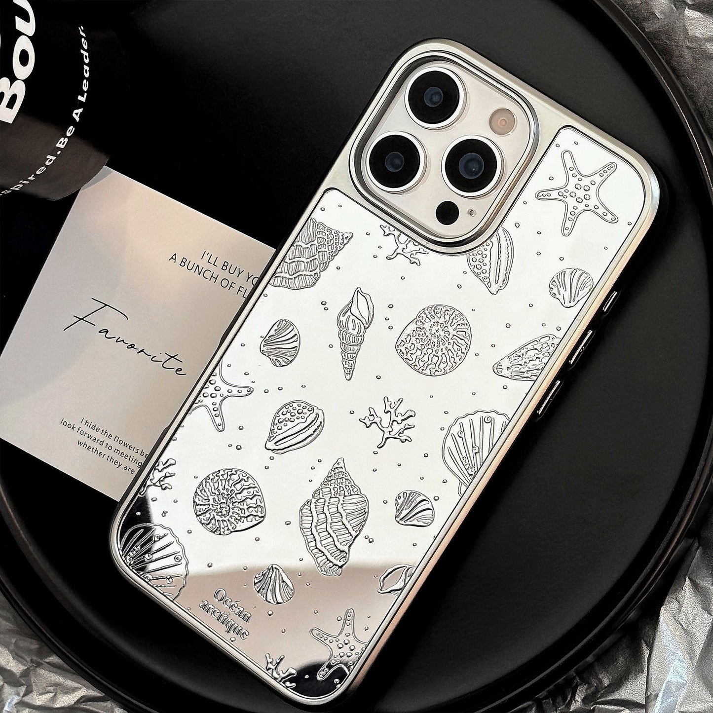 Chapado en oro se aplica a la funda de teléfono móvil Apple 16promax carcasa de estrella de mar iphone17 espejo premium 12 dura