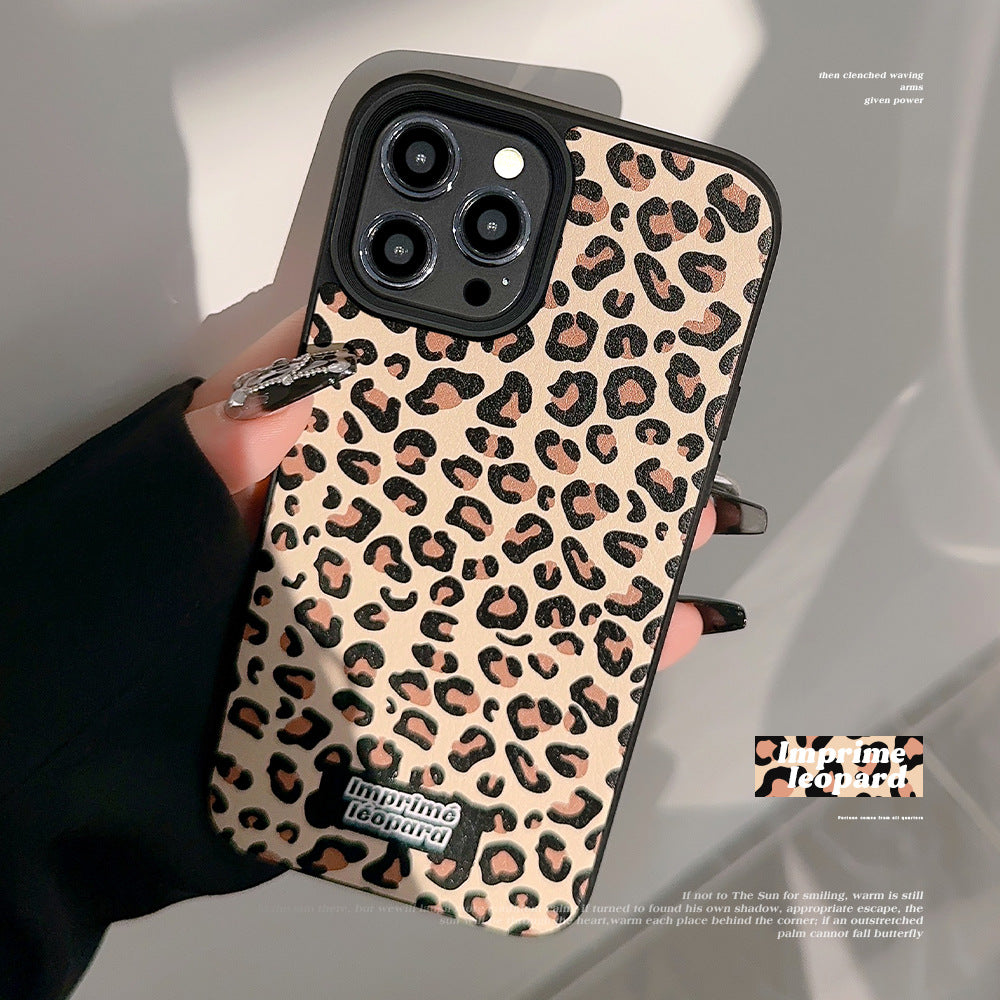Funda de iPhone con estampado de leopardo Maillard para iPhone 16, otoño e invierno 17 para 14, estampado de cuero 15promax, personalidad de otoño e invierno