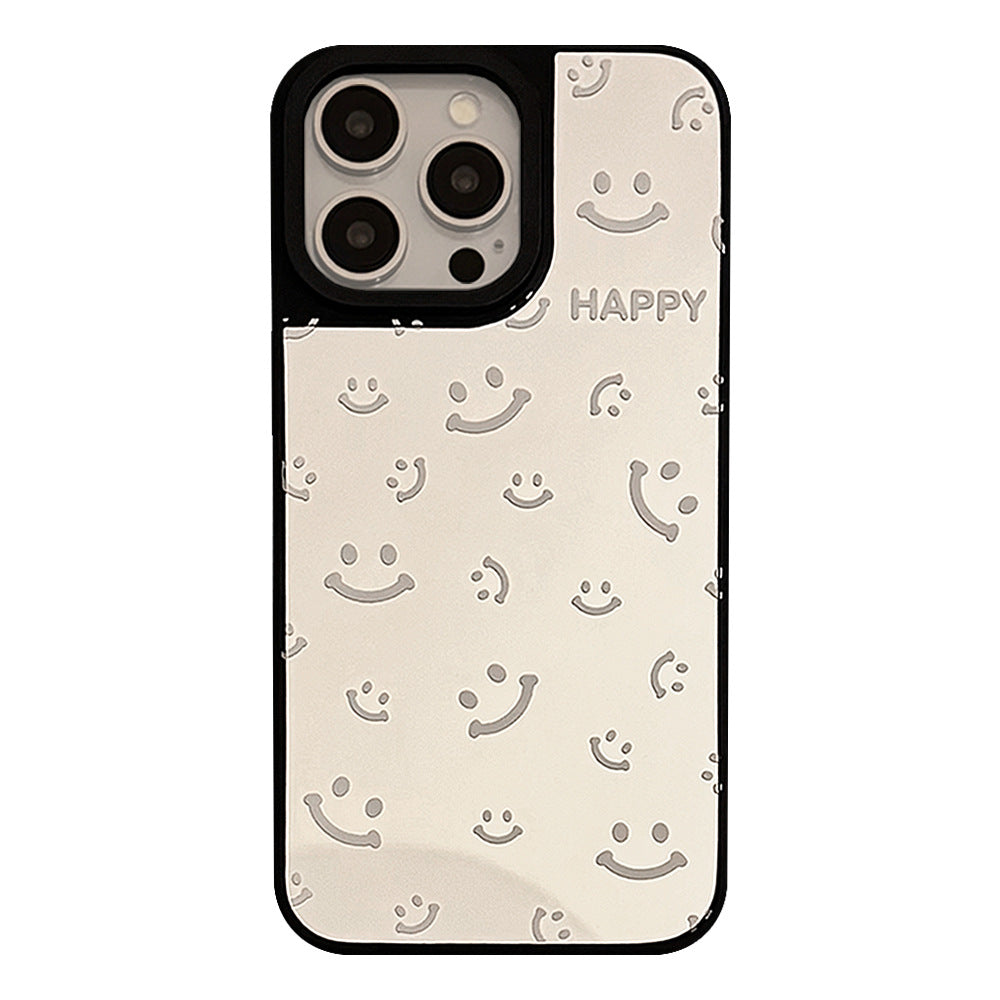 Aplicable a la funda de teléfono móvil Apple 16Pro max, espejo, sonrisa, pantalla completa, iPhone 15, minimalista, 13, anticaída, 17, dura, de nicho