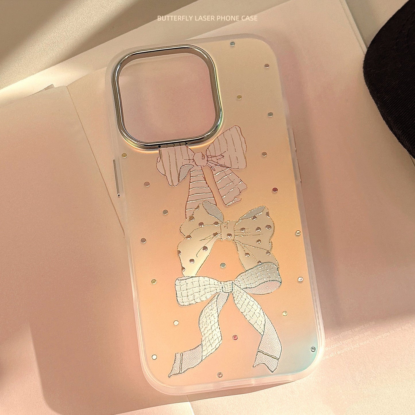 Gilt applicable iphone15Promax mobile phone case 16 color polka dot bow 13 sweet 17 anti-drop laser