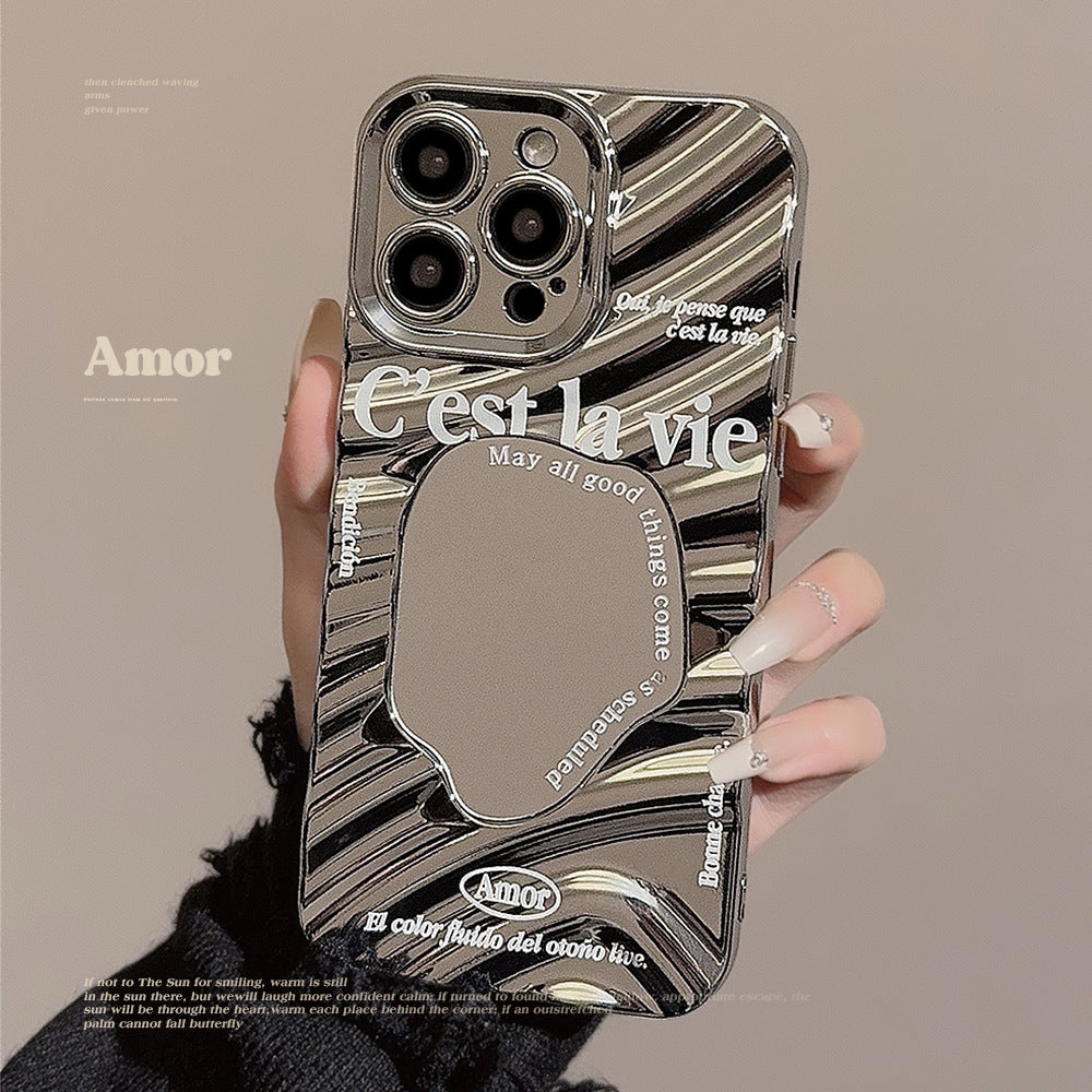 Funda minimalista inglesa para iPhone 17promax iPhone 14 Personalidad y sentido de lujo 11 Espejo 13 Galvanoplastia 16 Dura