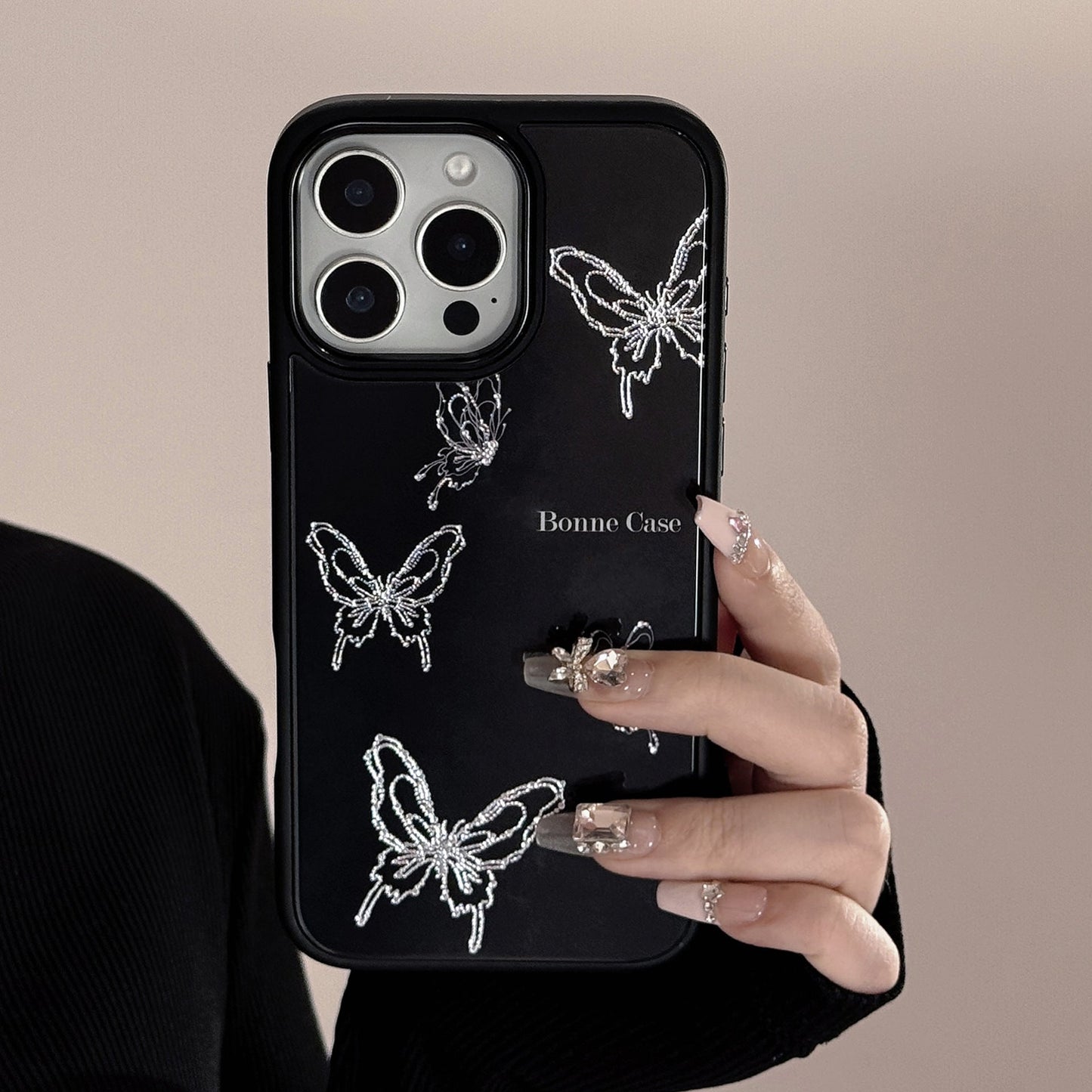Funda de cristal rígida para iPhone 17 Apple 15 Pro Max, 13/14, 12, 16 Plus con mariposa dorada