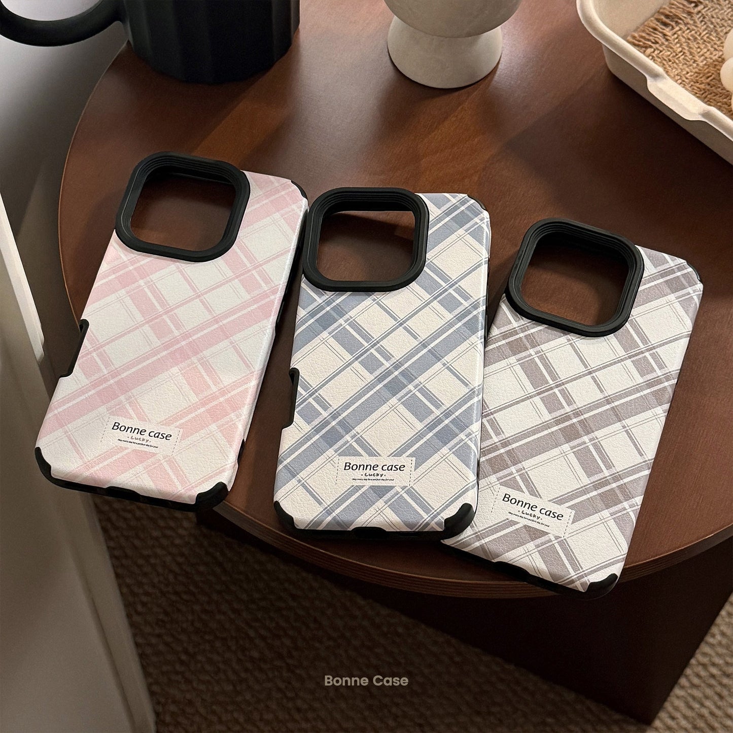 Funda de piel sintética estilo rombos para iPhone 16 Apple 17 Pro Max, estilo británico 14 avanzado 13