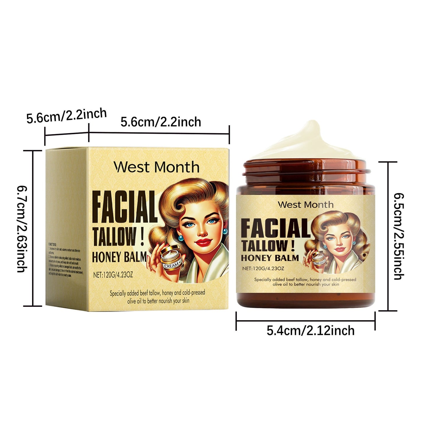 Beef Tallow Face Cream Anti-Wrinkle Moisturizing Dry Improve Redness Soothing Repair Firming Nourishing Smooth Facial Skin Care