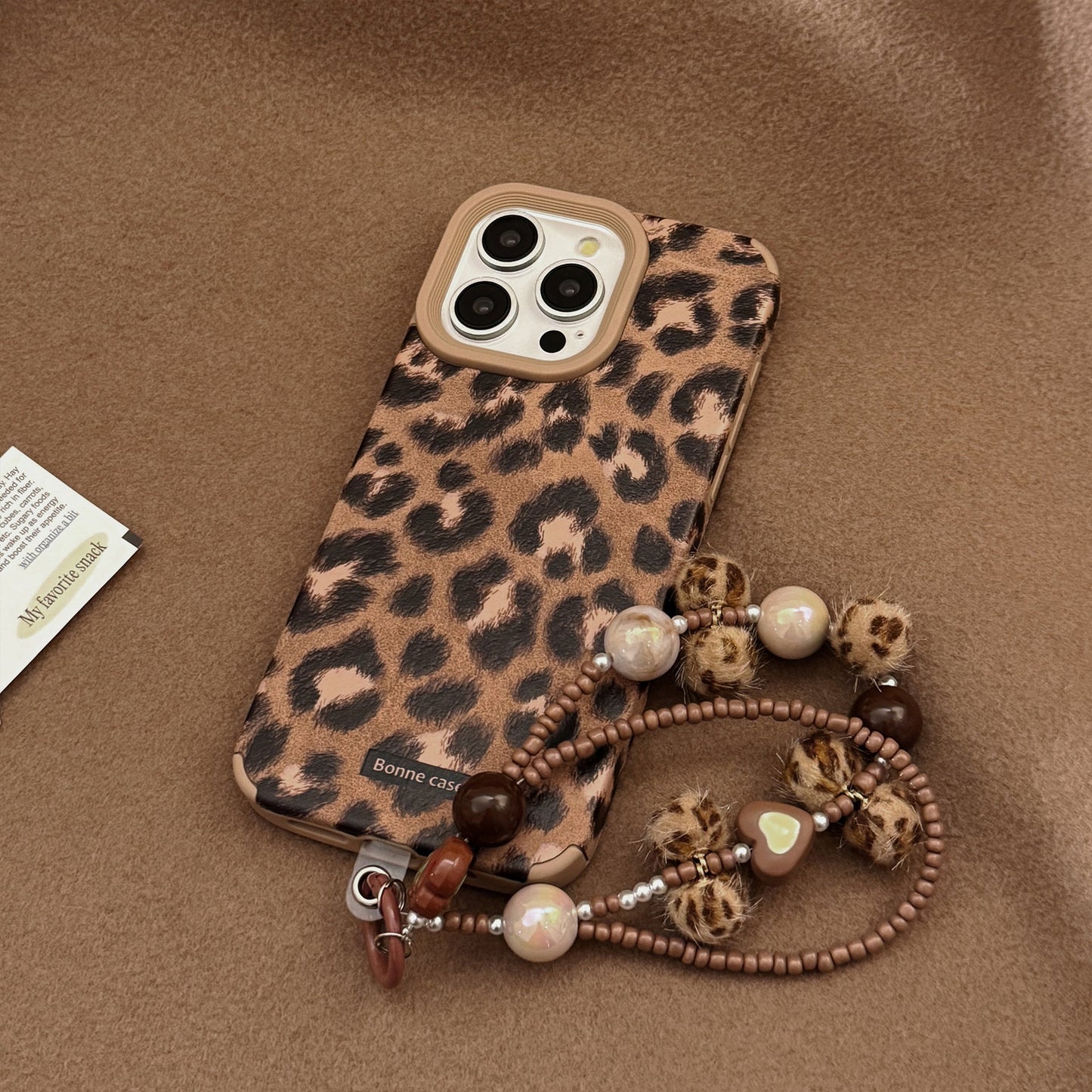 Cuerda de felpa con estampado de leopardo europeo y americano para funda de iPhone 16 iPhone 15promax de ante 14 retro 17 suave
