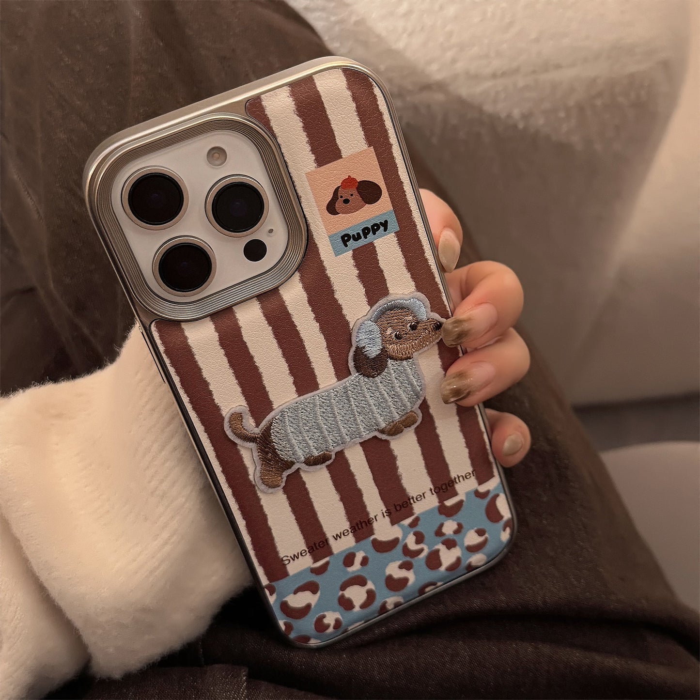 Divertida carcasa 3D de cachorro para iPhone 16, 17promax, con corteza tridimensional para iPhone 15, galvanizada para iPhone 13, 14