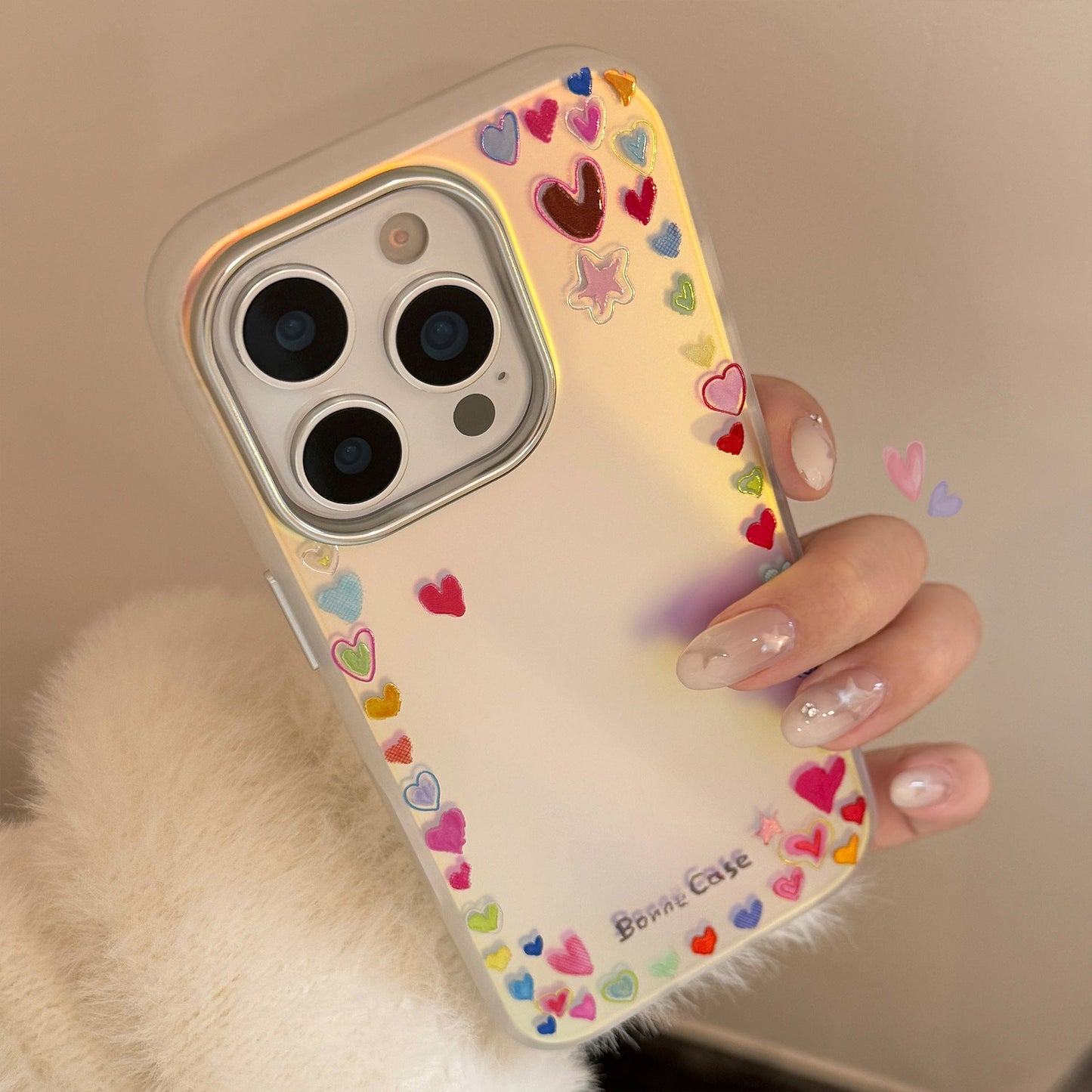 Gilt rainbow love for iphone16Promax mobile phone case 17 dopamine color 13 laser 14 anti-drop