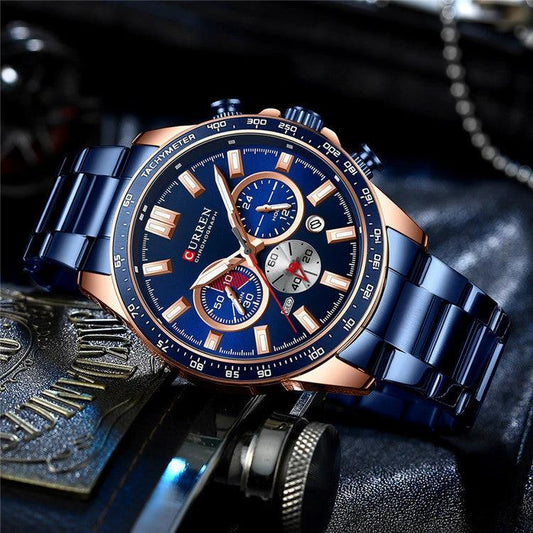 Men's Waterproof Calendar Steel Band Quartz Watch