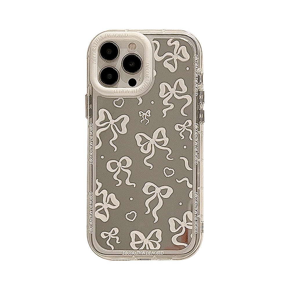 Espejo de lazo para 17ProMax funda de teléfono móvil Apple 16 estilo princesa de temperamento iPhone15 transparente 11 12