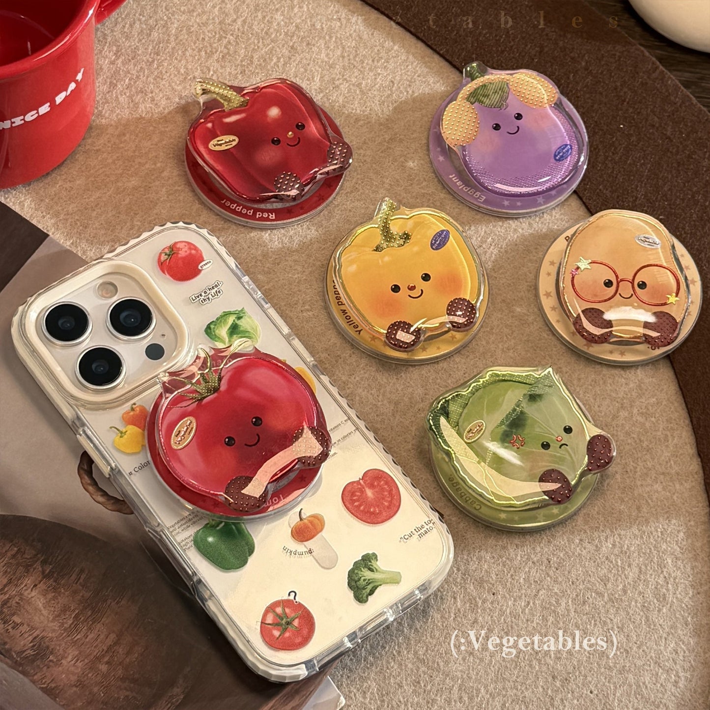 Soporte magnético para teléfono móvil Magsafe con dibujos animados de verduras doradas, soporte telescópico portátil con airbag y personalidad avanzada