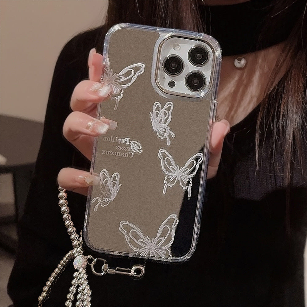 La superficie de espejo es adecuada para la funda de móvil Apple 15 Pro, el iPhone 16 avanzado de mariposa, el 13 a prueba de caídas y la cadena del 11 y 17.