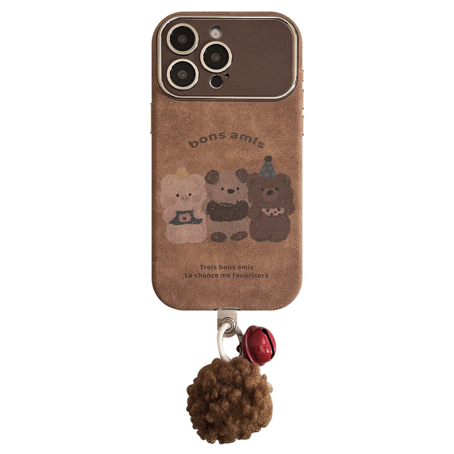 Funda para iPhone 16 de animales de dibujos animados de otoño e invierno, ante para Apple 15promax, cuerda con bola de pelo 14, 17