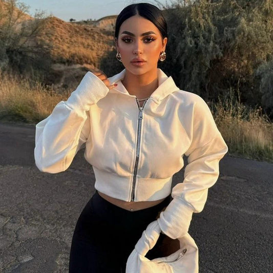Cárdigan de moda para mujer con cremallera y capucha, manga larga
