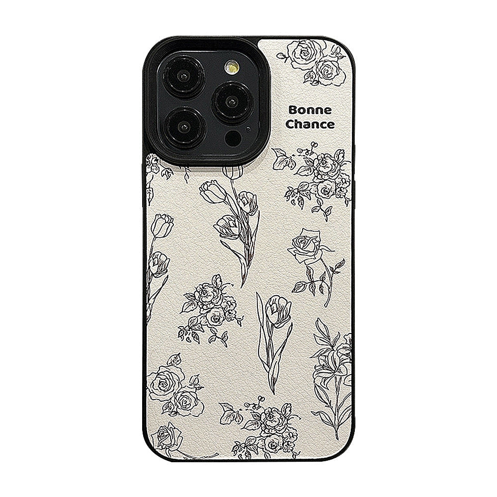 Funda de piel de cordero para iPhone 15 17promax Rosa Camelia 11 para iPhone 16 Art Premium 12