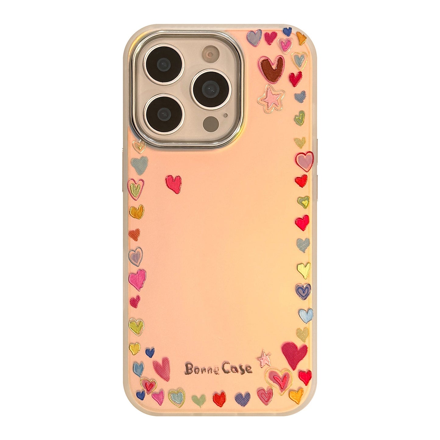 Gilt rainbow love for iphone16Promax mobile phone case 17 dopamine color 13 laser 14 anti-drop