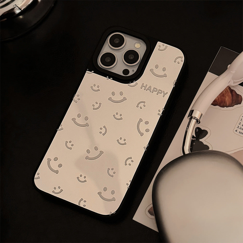 Aplicable a la funda de teléfono móvil Apple 16Pro max, espejo, sonrisa, pantalla completa, iPhone 15, minimalista, 13, anticaída, 17, dura, de nicho