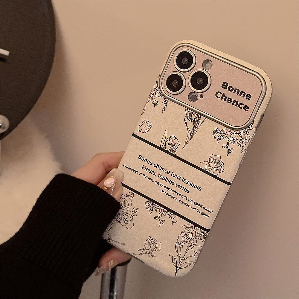 Funda de cuero con diseño de flor de rosa para iPhone 16 Apple 15, funda para móvil 13promax, estilo 17, con cordón de cristal 12