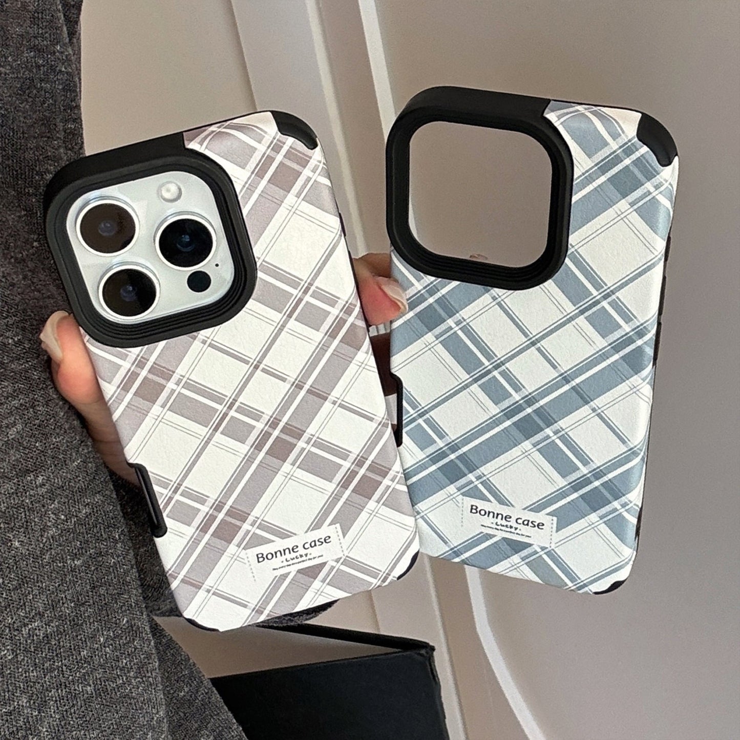 Funda de piel sintética estilo rombos para iPhone 16 Apple 17 Pro Max, estilo británico 14 avanzado 13