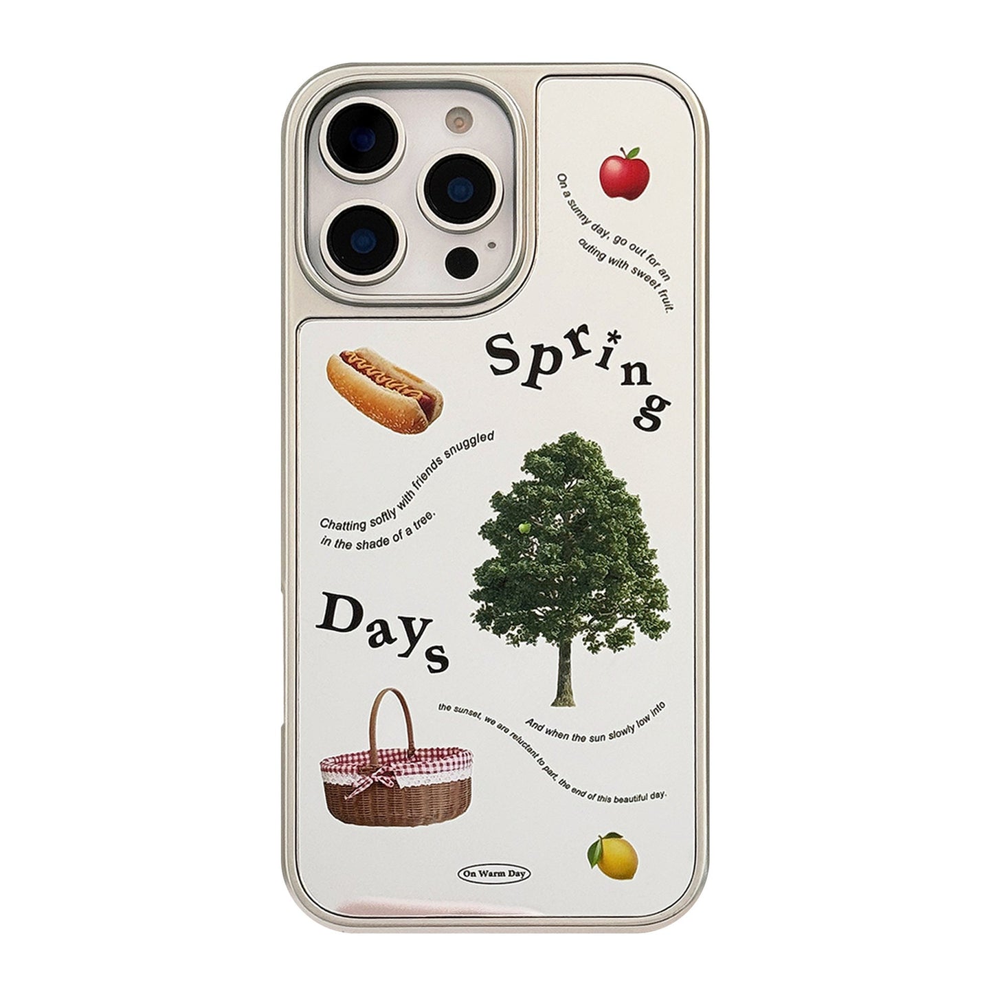 El picnic de primavera es adecuado para la funda de teléfono móvil Apple 15promax, espejo iPhone16, galvanoplastia dura 14, Huawei coreano.
