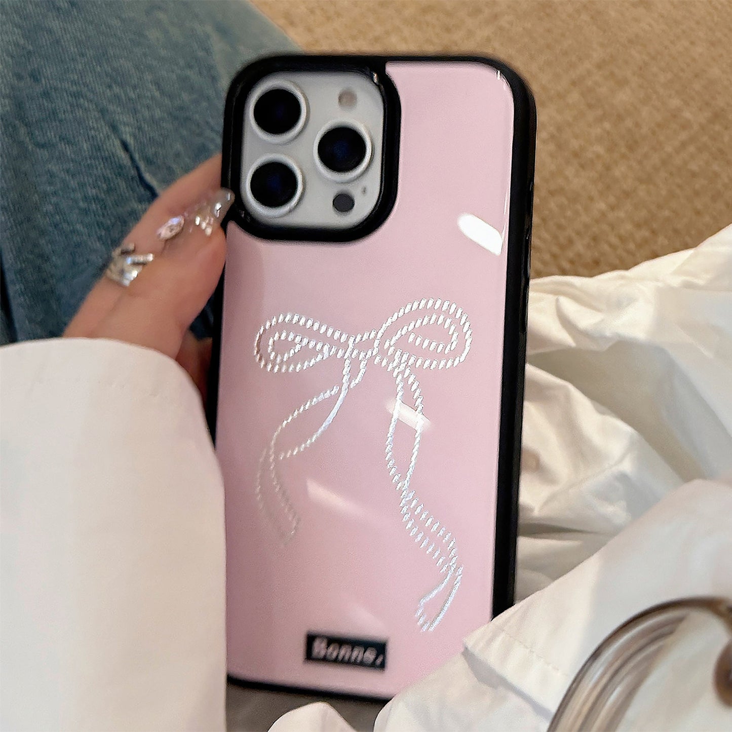 Funda para teléfono móvil iPhone 16 Apple 17 Pro Max con lazo, 13.ª generación, 14, 12, con diseño de viento dulce y fresco dorado