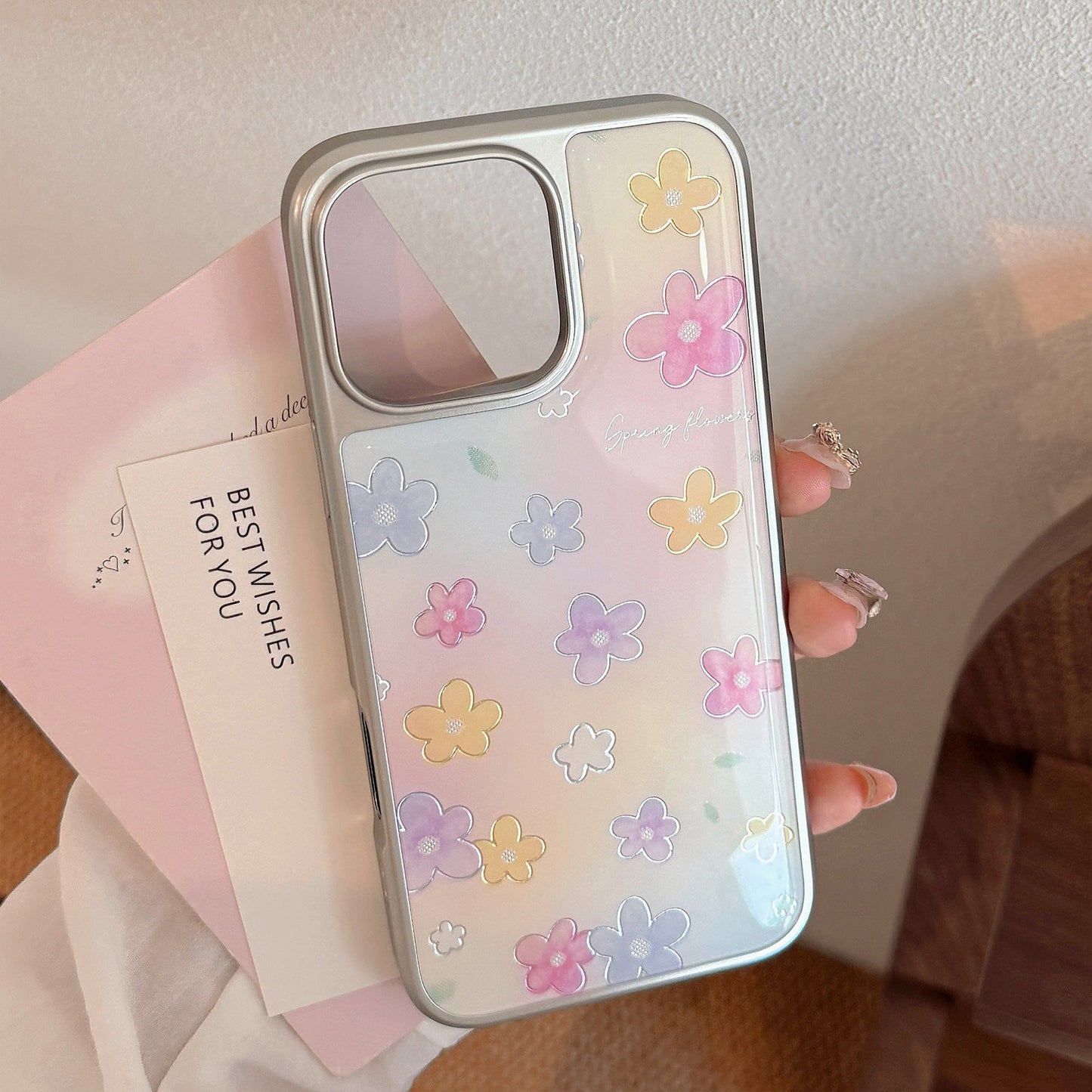 Estuche para teléfono móvil Gilt Epoxy 17 Apple 16Pro Max iphone15 con flor de mancha 14 adecuado para Huawei mate70