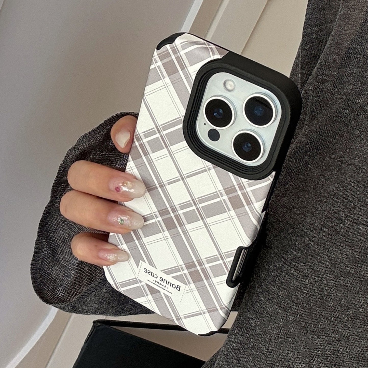 Funda de piel sintética estilo rombos para iPhone 16 Apple 17 Pro Max, estilo británico 14 avanzado 13