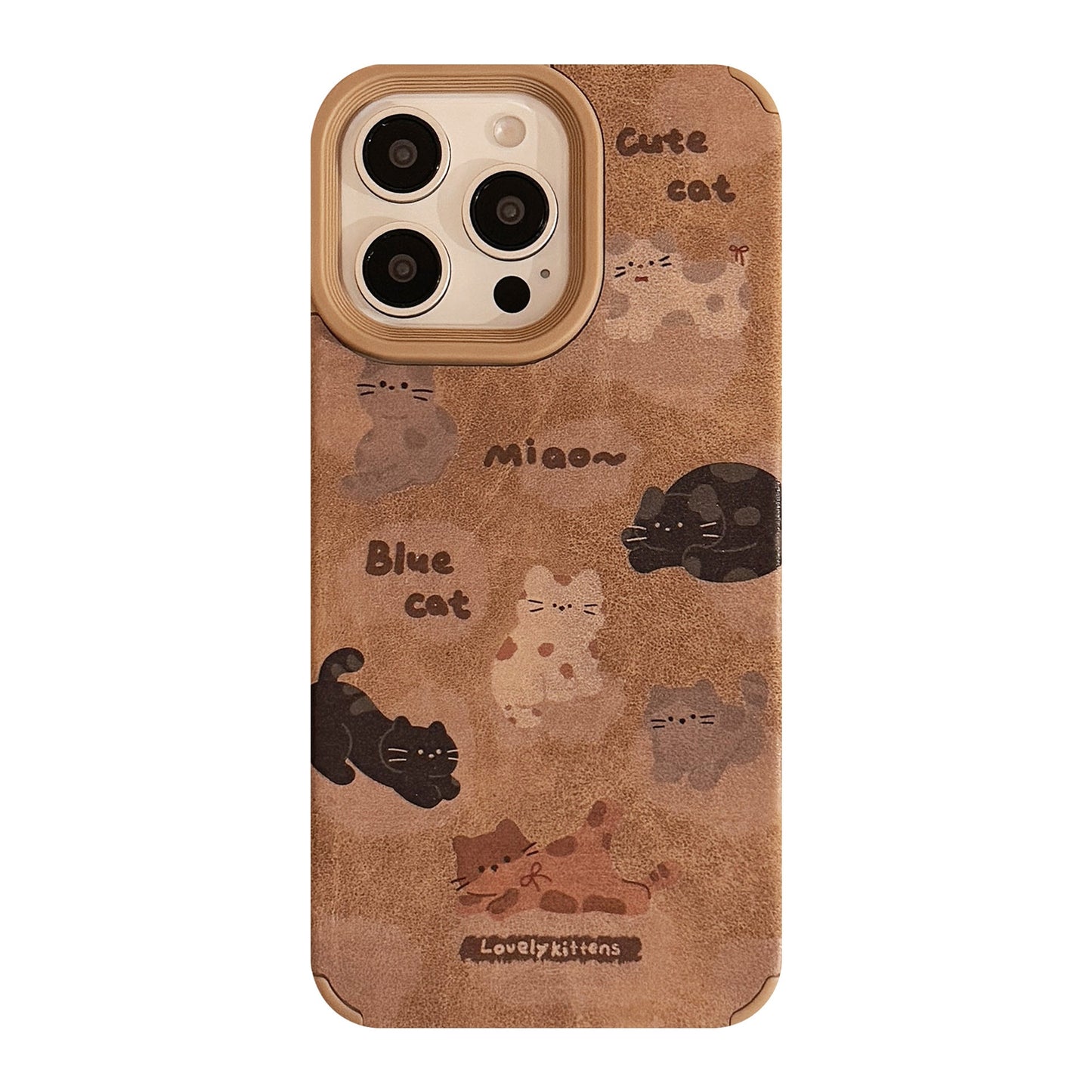 Funda de piel para iPhone 16promax de dibujos animados, funda para iPhone 15 de pantalla completa de gato, cuerda de felpa 14, 17 otoño e invierno