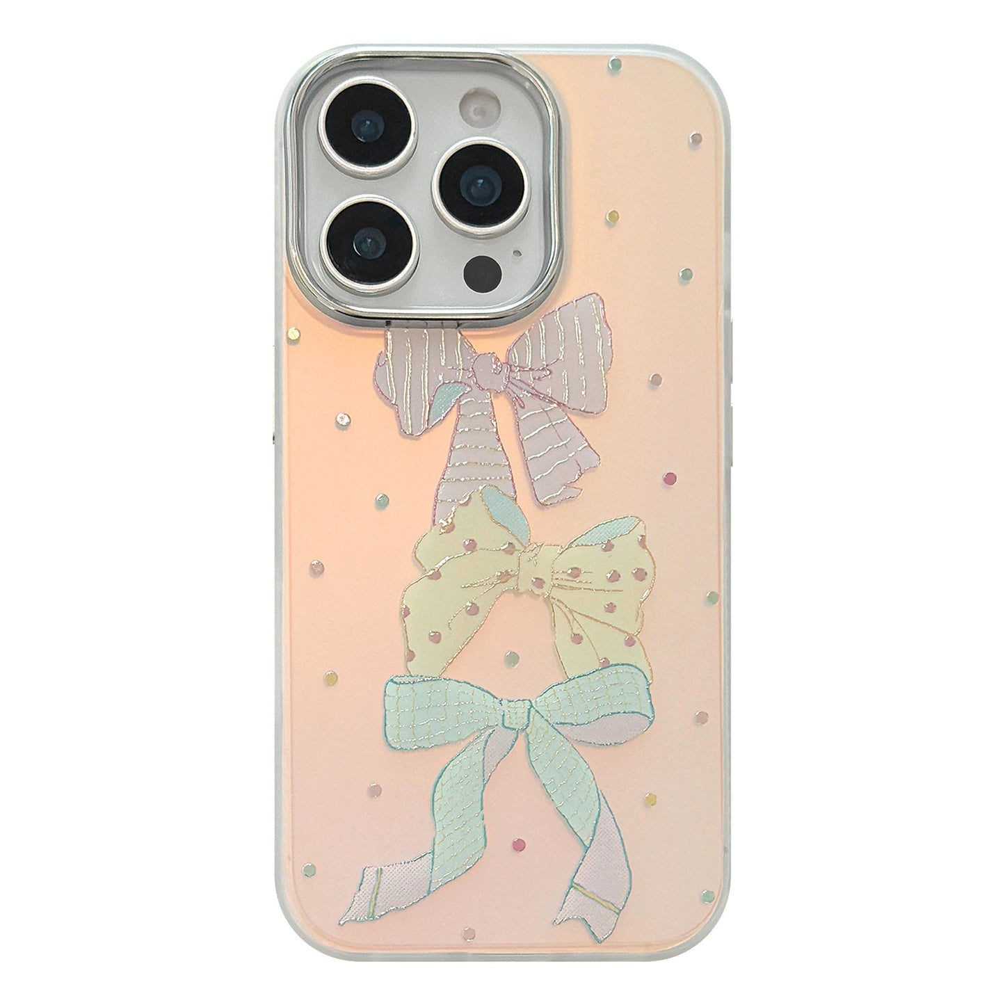 Gilt applicable iphone15Promax mobile phone case 16 color polka dot bow 13 sweet 17 anti-drop laser