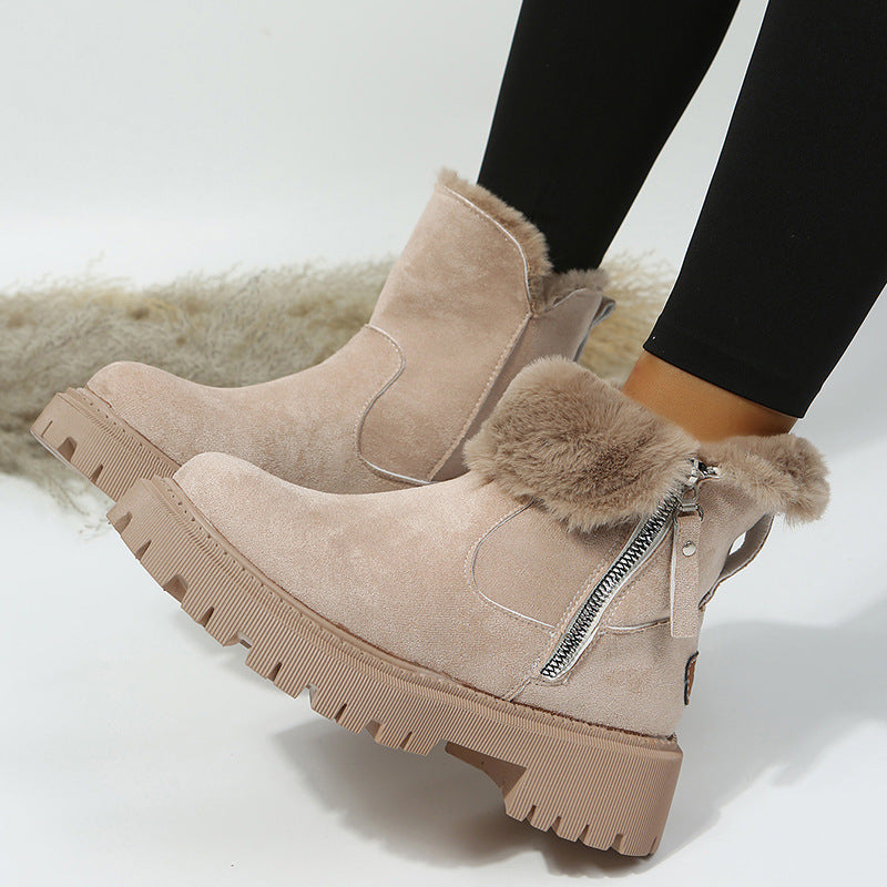 Botas de nieve de algodón forradas de terciopelo para mujer — Botas de invierno cálidas de talla grande