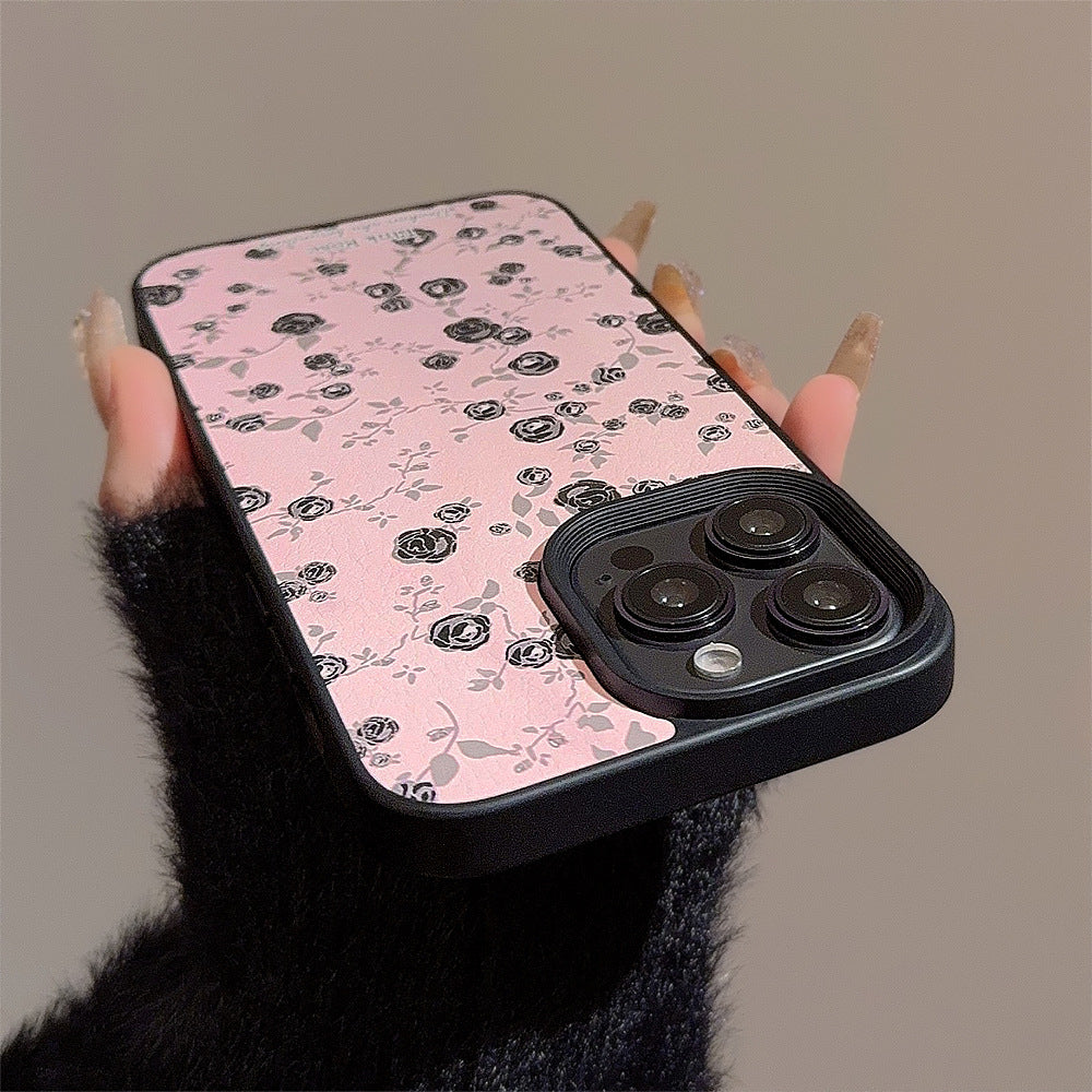 Funda para teléfono móvil Black Rose Flower Apple 15 17promax Polvo suave 11 Adecuada para iPhone16 Cortex 12 Premium