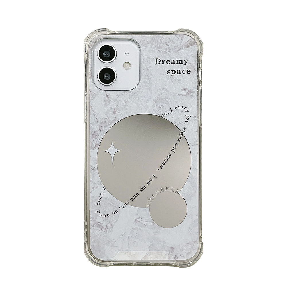 Planet mirror is suitable for iphone16 iPhone case 17Promax silicone 11 anti-drop makeup 15 women's 14