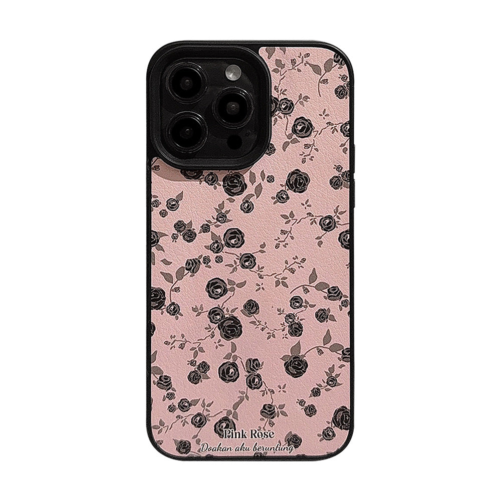 Funda para teléfono móvil Black Rose Flower Apple 15 17promax Polvo suave 11 Adecuada para iPhone16 Cortex 12 Premium
