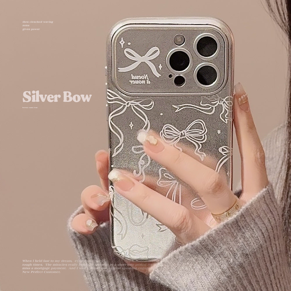 Estilo japonés y coreano adecuado para fundas de iPhone 16 Apple 15, funda de teléfono móvil 14 Pro Max con pantalla completa, lazo 17 de cuero, 12 galvanizado