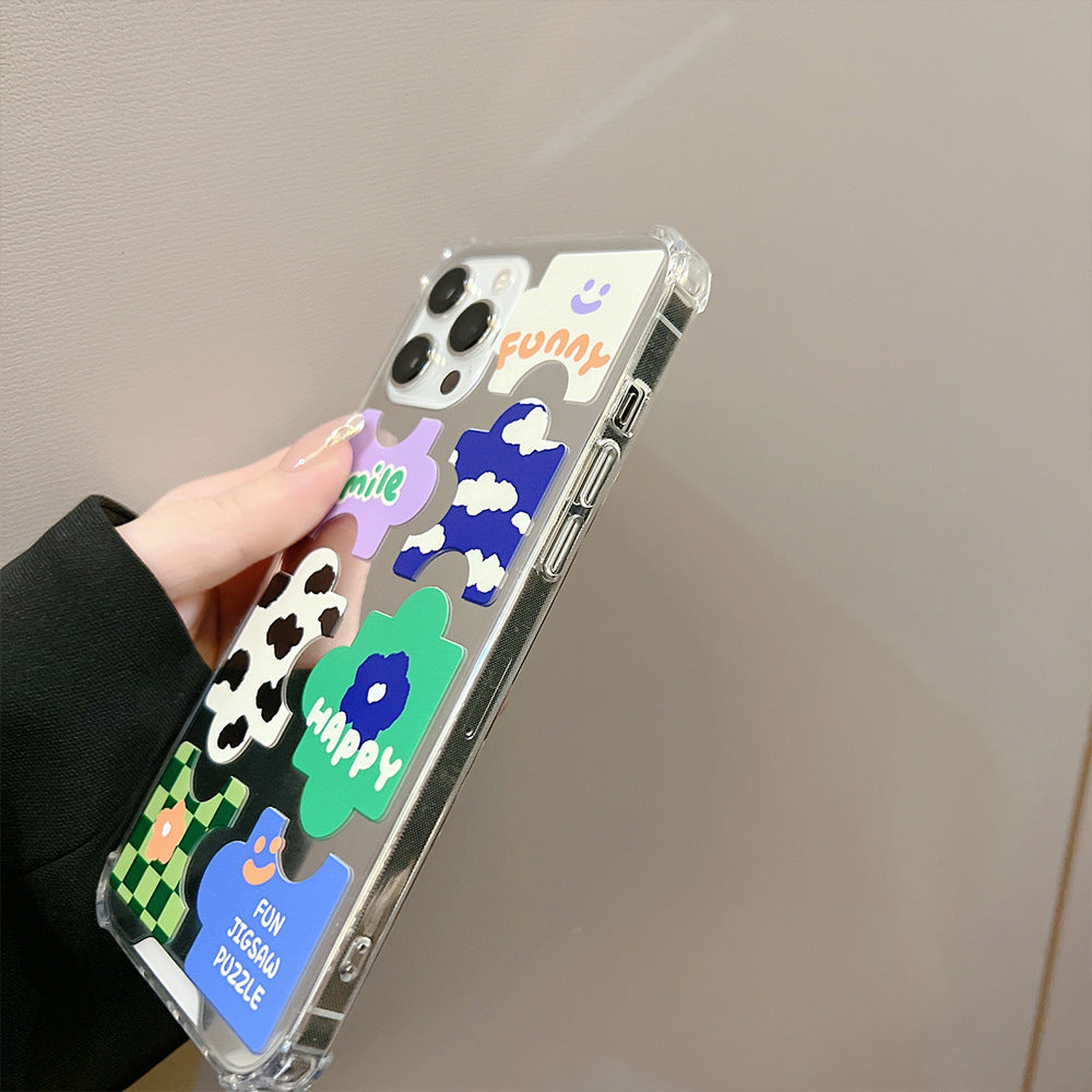 Rompecabezas personalizado 17pro funda para teléfono móvil Apple iPhone 16plus espejo 14promax 11 anticaída 8 adecuado para XR