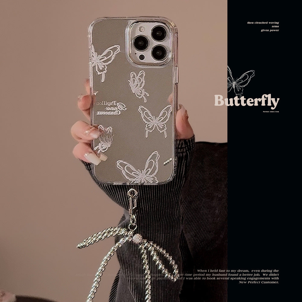 La superficie de espejo es adecuada para la funda de móvil Apple 15 Pro, el iPhone 16 avanzado de mariposa, el 13 a prueba de caídas y la cadena del 11 y 17.
