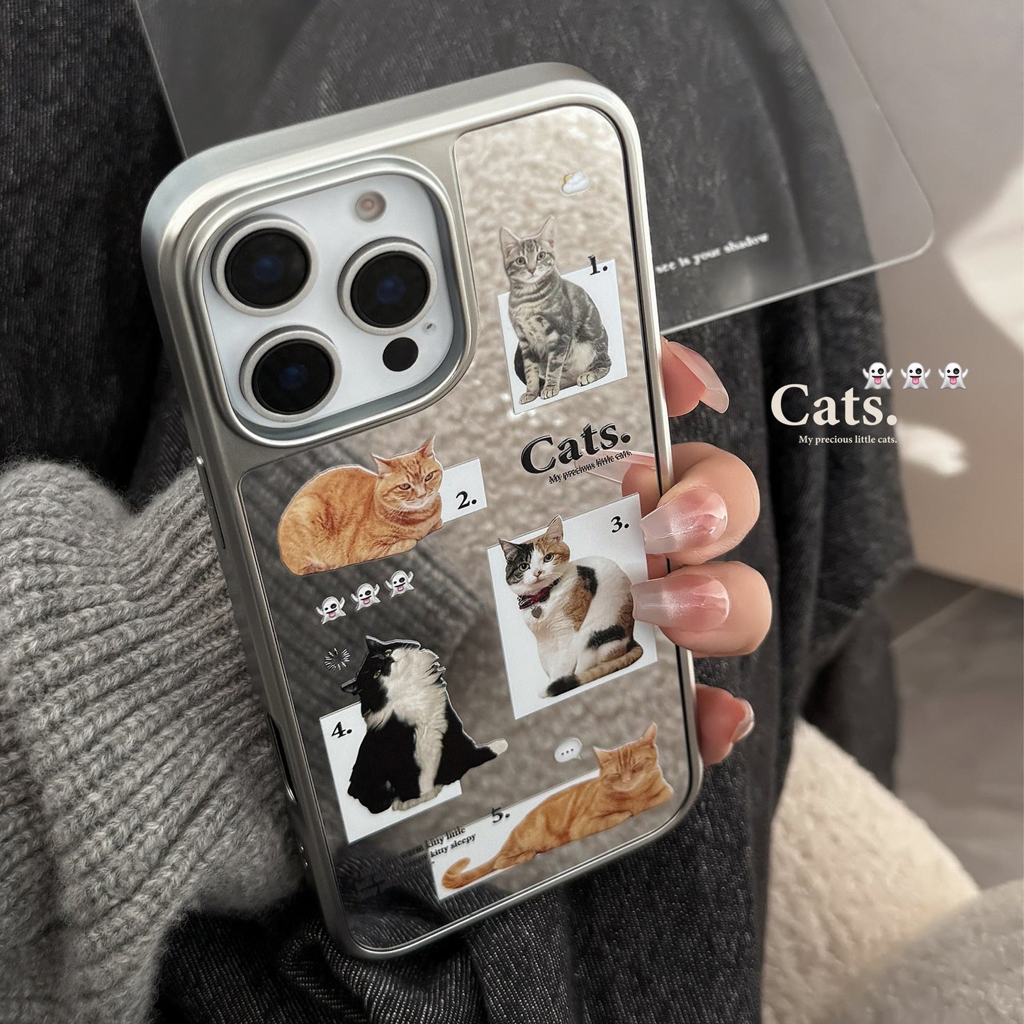 Cat aplicación diaria 16promax funda para móvil iphone17 espejo apple 15 galvanoplastia plata 13 nicho premium