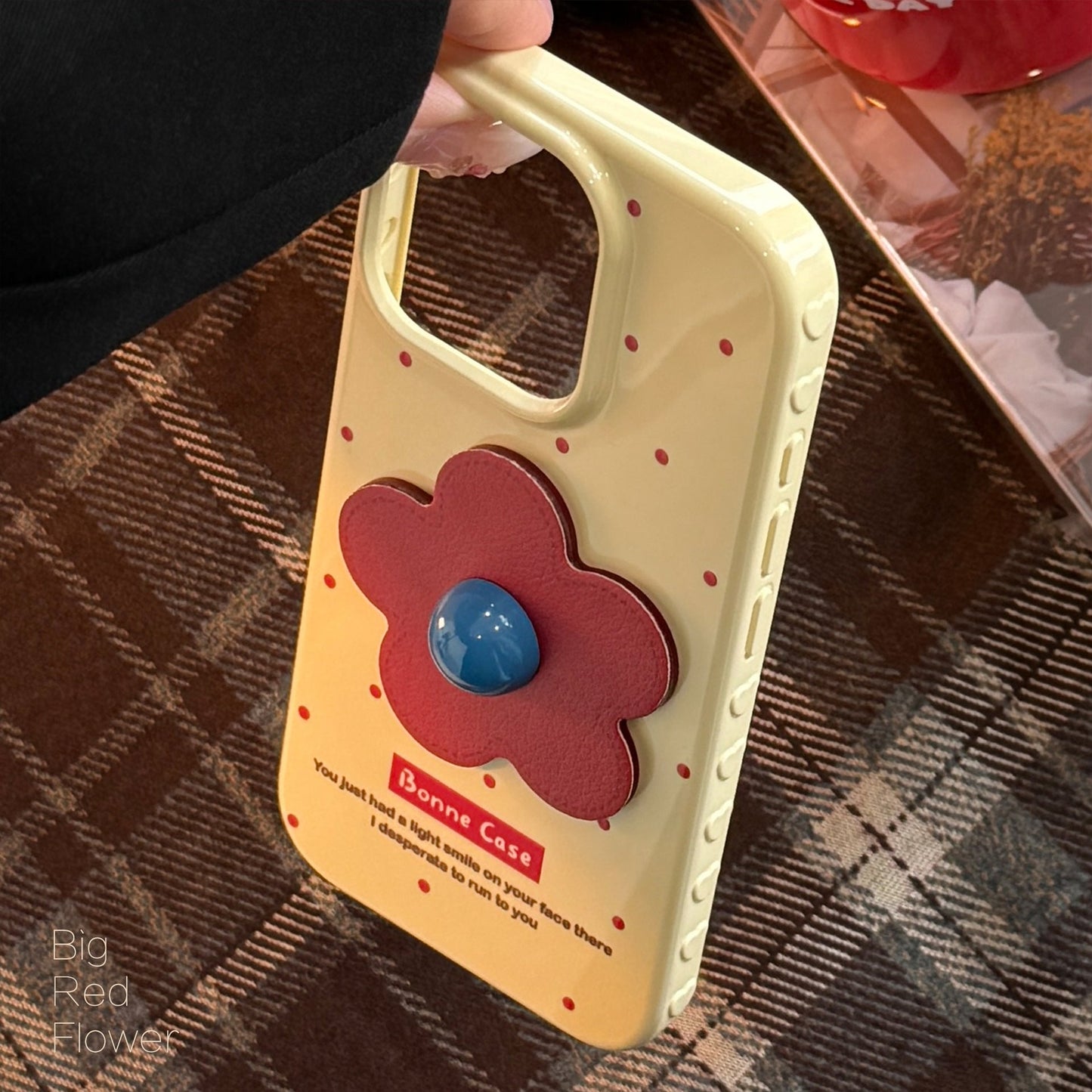 Funda de móvil roja con patrón de piel de flor de manzana 16 iphone17promax para 12, tridimensional 14 retro 13, anticaída