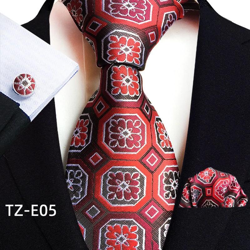 Men's Paisley Tie Square Scarf Pocket Square Cufflinks Three-piece Set