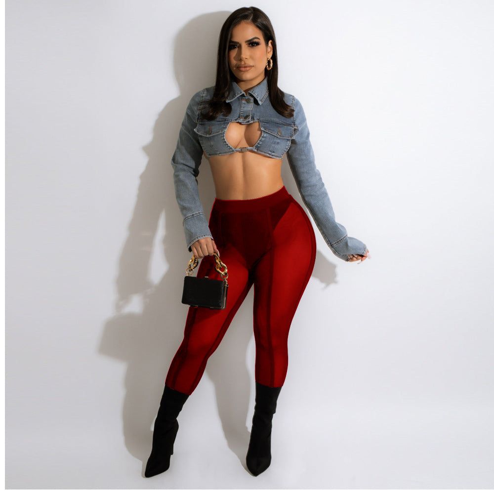 Summer Sexy See-through Pants Mesh Trousers