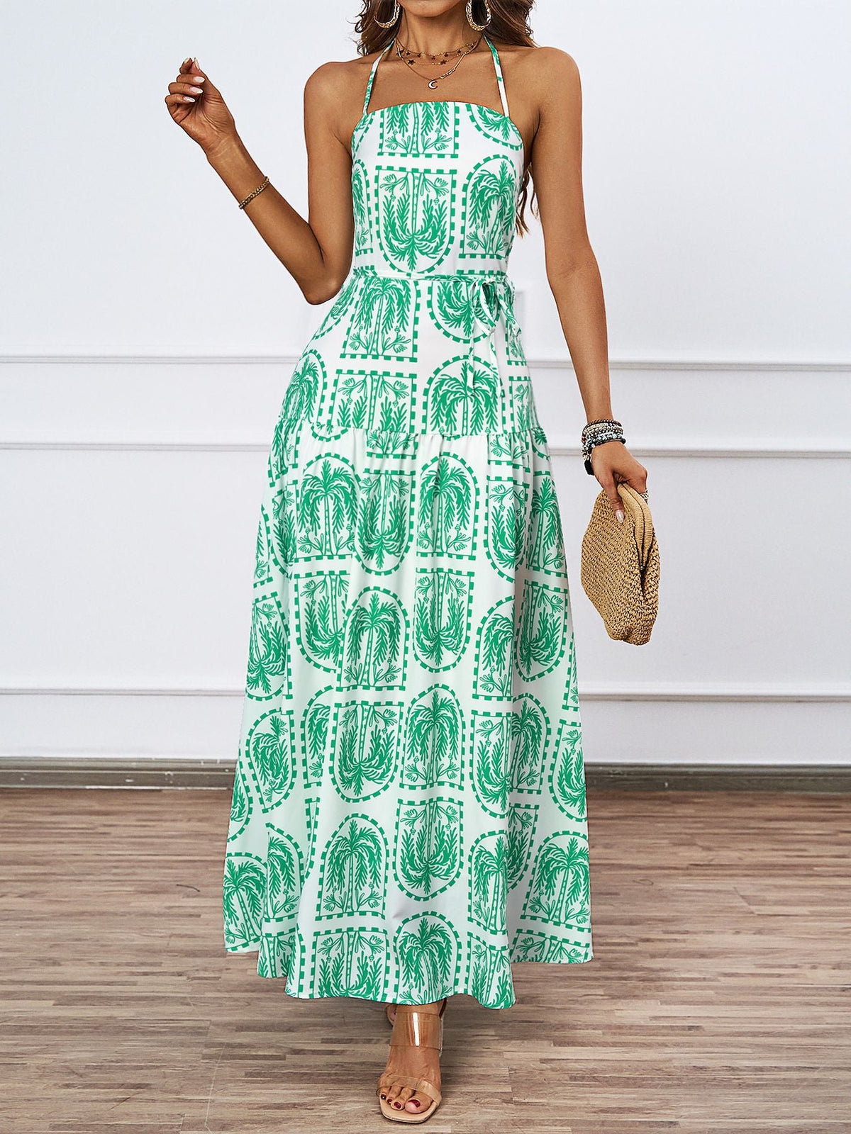 Women Floral Halter Beach Hawaii Holiday Dress