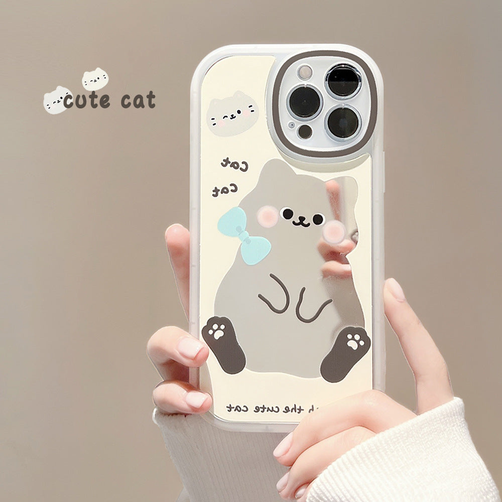 ins gato de dibujos animados adecuado para funda de teléfono móvil iPhone 16 11 Apple 15pro max espejo de maquillaje Xs funda protectora 14