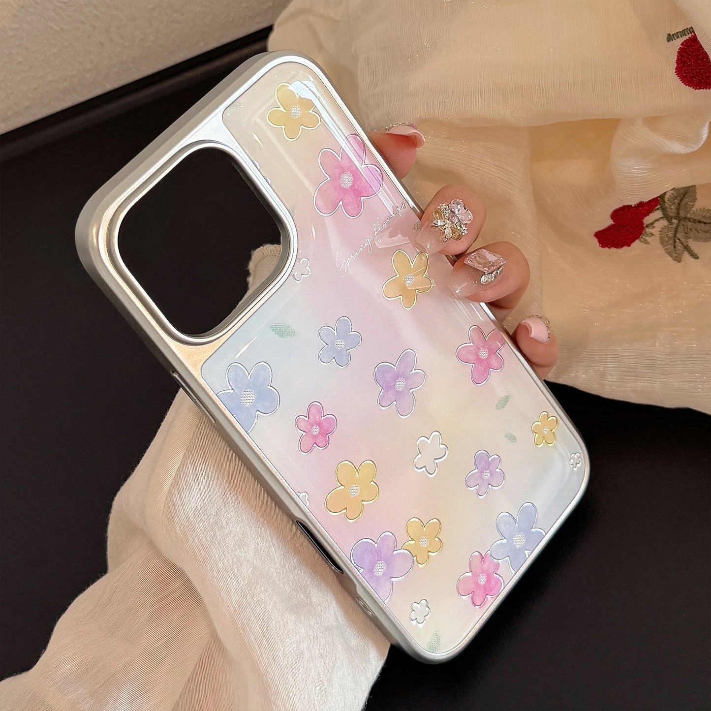 Estuche para teléfono móvil Gilt Epoxy 17 Apple 16Pro Max iphone15 con flor de mancha 14 adecuado para Huawei mate70