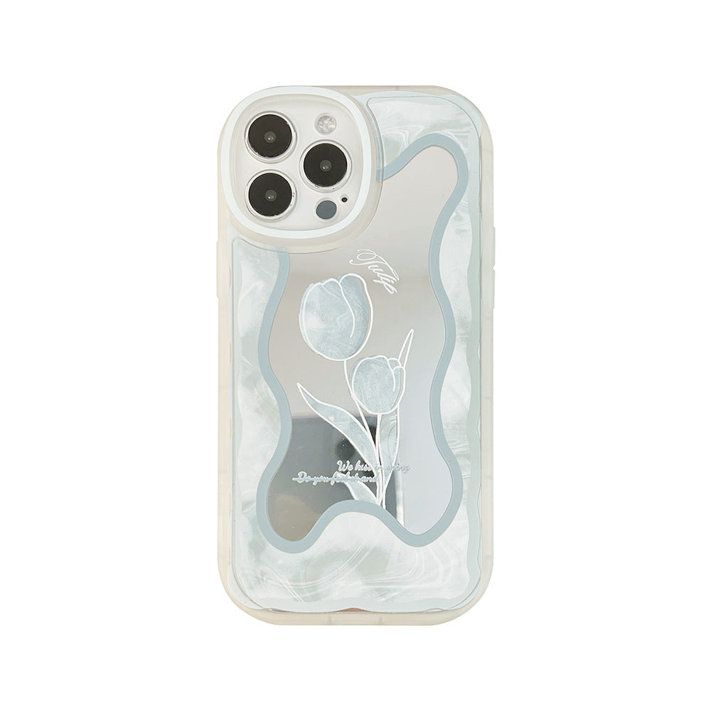 Funda para teléfono móvil iPhone 16 Pro Max con diseño floral de temperamento de viento frío, Apple 15, espejo de maquillaje 11, adecuada para 14 Pro
